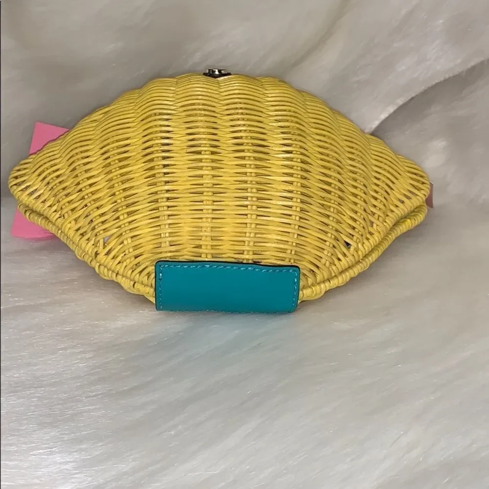 YELLOW AND GREEN KATE SPADE PICNIC PERFECT LEMON WICKER CROSSBODY BAG SUMMER - Picture 12 of 15